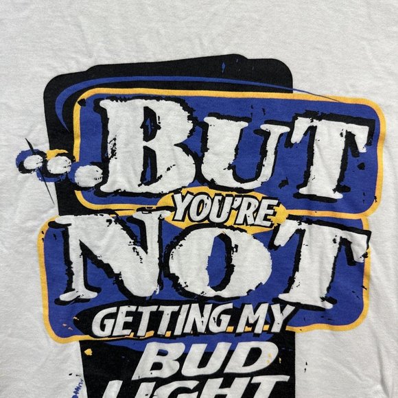 Vintage 90s Bud Light I Love You Man Tee Shirt XL Beer Graphic T-Shirt White - Picture 10 of 13